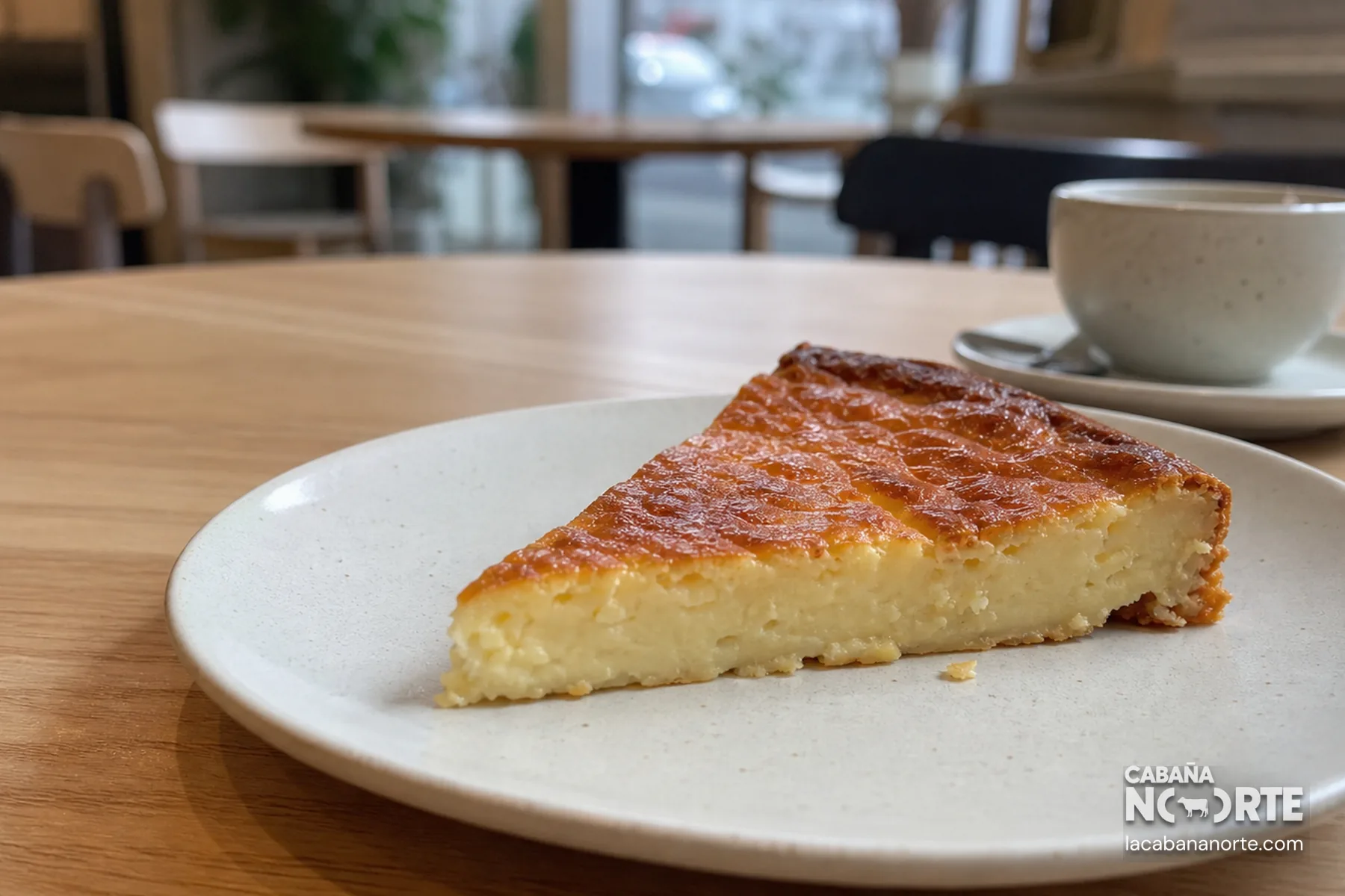 Quesada pasiega en mesa de cafetería