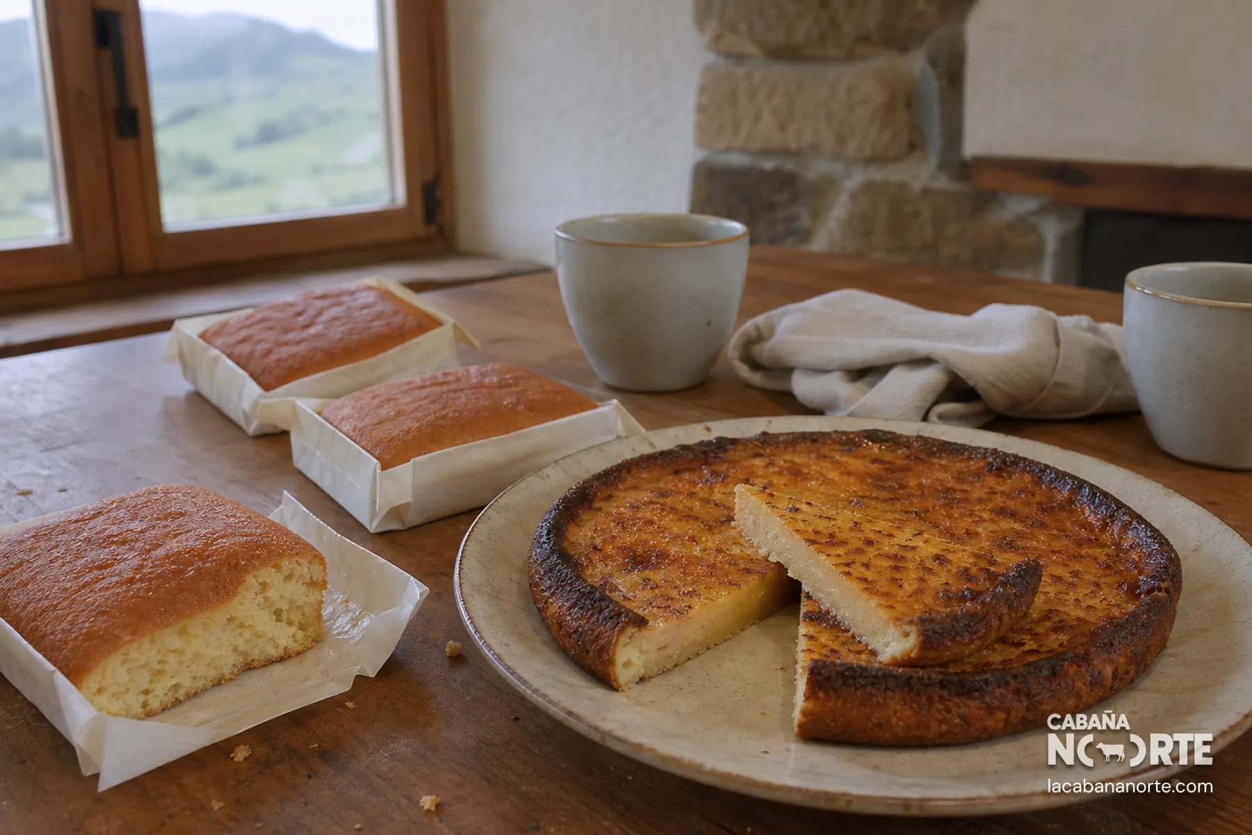 Sobaos y quesada pasiega en mesa