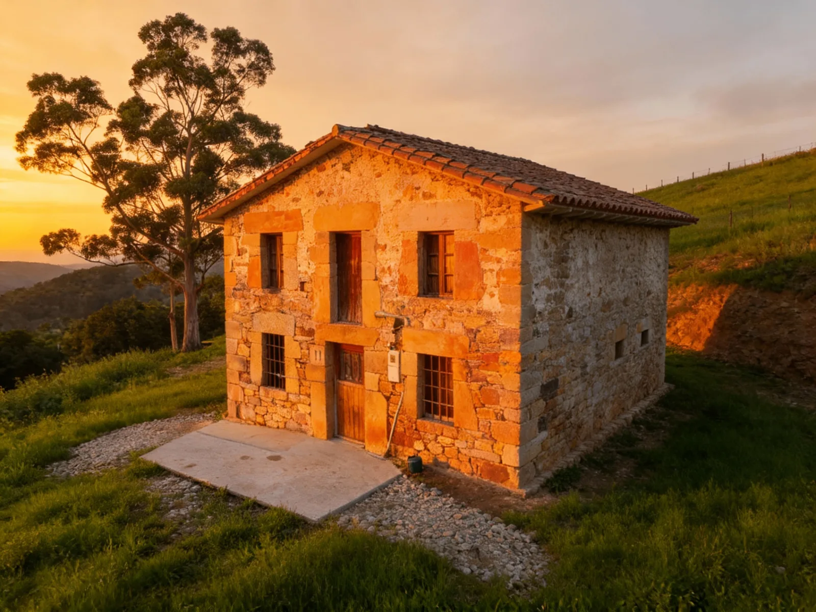 Lateral de cabaña pasiega de piedra en los Valles Pasiegos